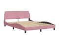 Lit avec matelas rose 140x200 cm velours BISS51288