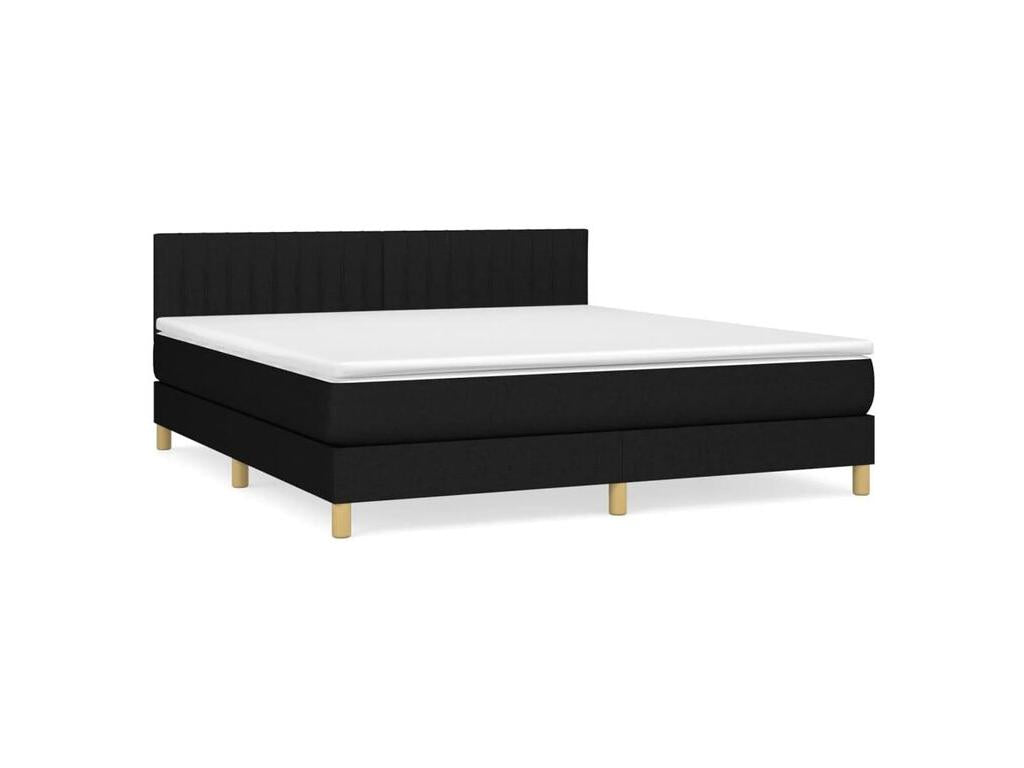 Sommier à Ventoriq de lit avec matelas Noir 180x200 Tissu MNJB30828