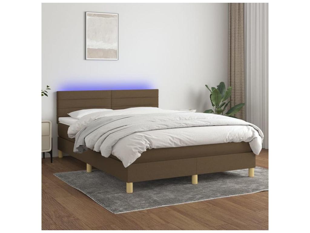Sommier à Boislis de lit matelas et LED Marron foncé 140x190 HFJZ21685