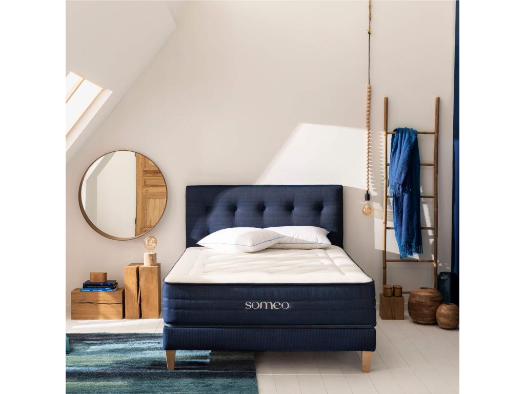 Sommier déco tapissier bleu marine Rêve - Ventoriq 2x70x190 MEVT23008