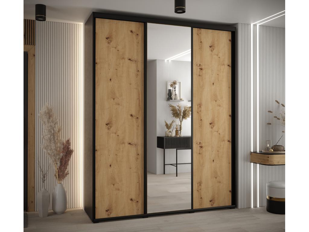 ARMOIRE Boislis 3 À PORTES COULISSANTES 235.2/190/45 3 portes Noir/Boislis/Noir DEDJ52202