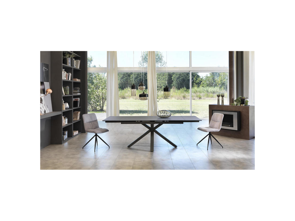 Table extensible de 160cm à 240cm plateau moderne en céramique sur verre trempé gris graphite UDXV54605