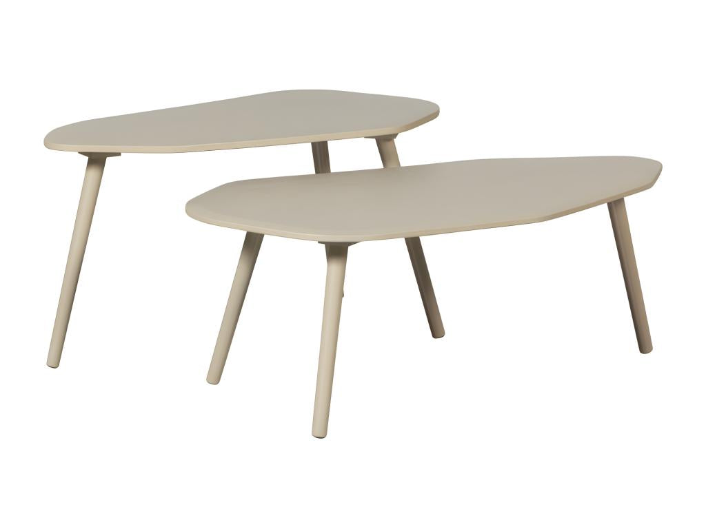 Boislis - Lot de 2 tables basses gigognes organiques en bois - Beige UNSS90939