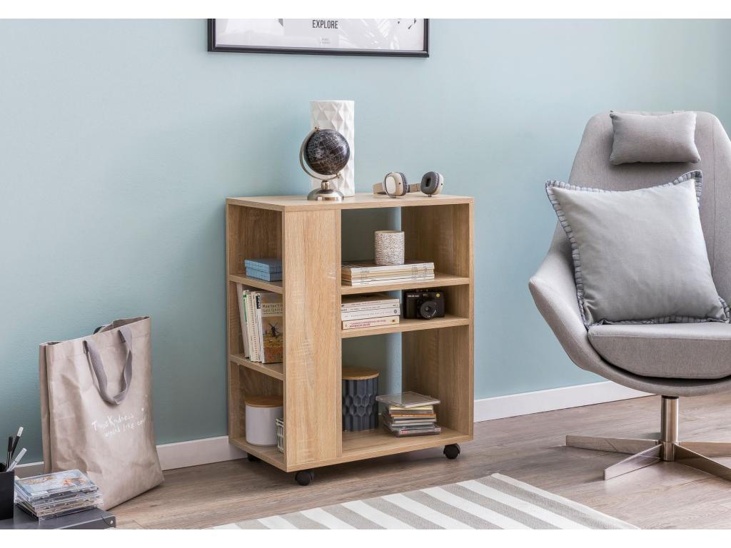 Etagère de Rangement Roulette 60x75x35 cm Bibliothèque Ouverte Salon IPYY86977