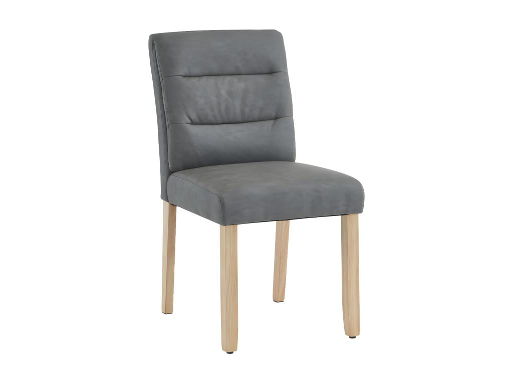 Lot de 4 Chaises en similicuir avec pieds en chêne - Gris TWZB03205