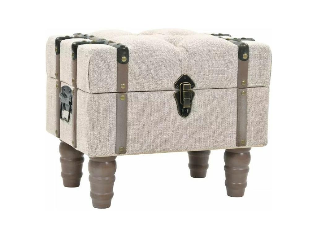 Banquette coffre capitonnée avec poufs tissu beige Boislis - Lot de 3 JCGK38766