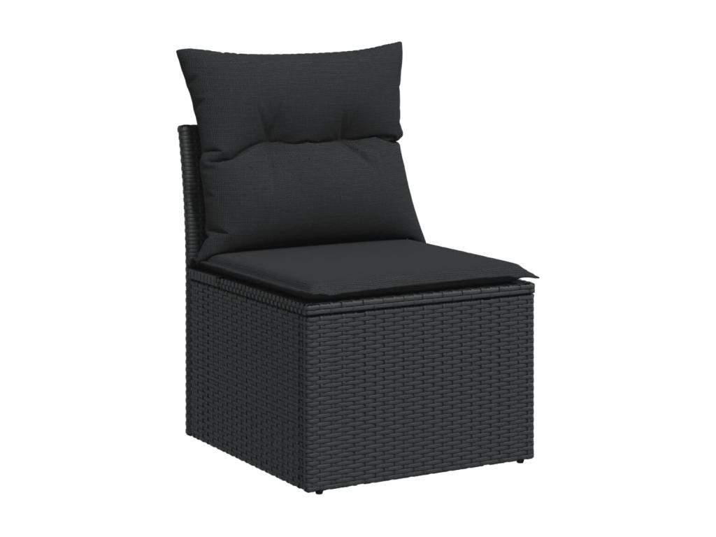 Salon de jardin 6 pcs avec coussins noir résine tressée MYNT08264