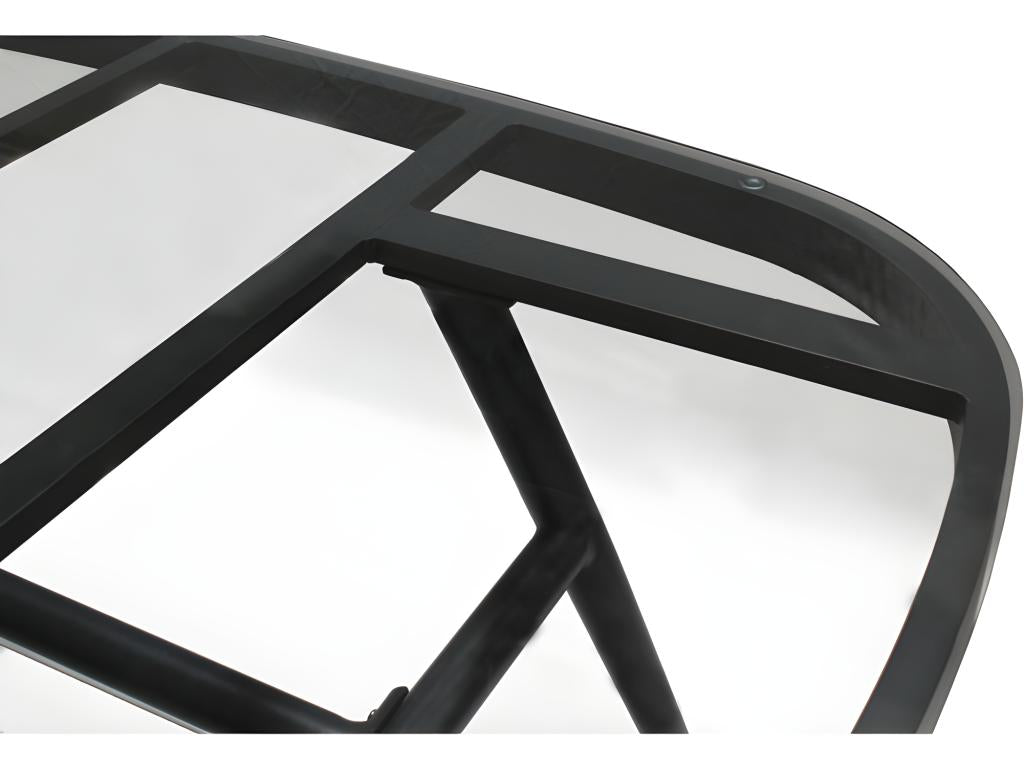 Table de jardin en aluminium gris plateau verre 6 places - Boislis WWRY39698