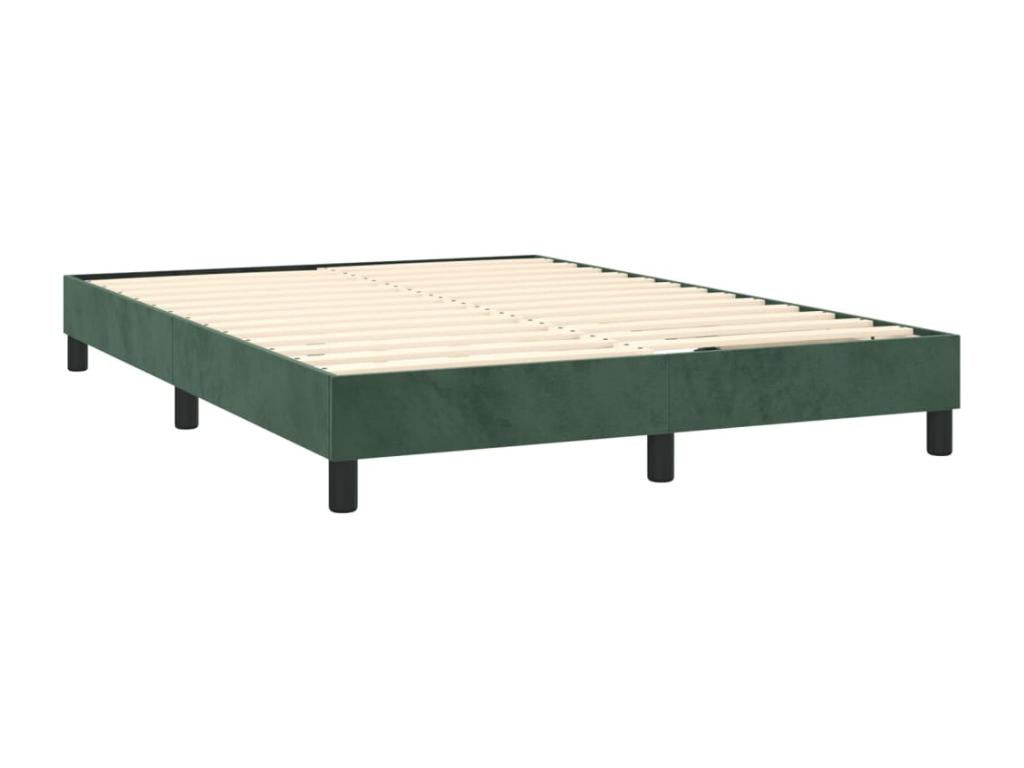 Sommier à Ventoriq de lit et matelas Vert foncé 140x200cm Velours NEWL35508