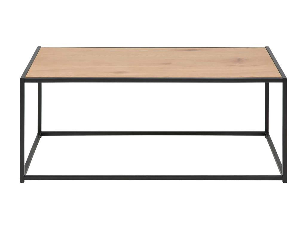 Table basse rectangulaire moderne en acier et MDF effet chêne UMQW69798