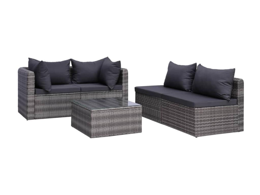 Salon de jardin 8 pcs avec coussins Résine tressée Gris 32 FDFZ30492