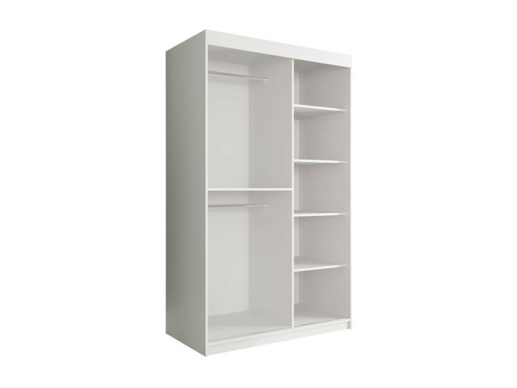 Armoire Boislis 253 Marbre blanc - Noir mat 200x120x62cm Portes d'armoire Glissement SQDZ11370